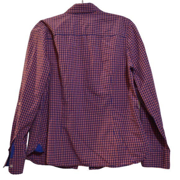TALBOTS Mini-Plaid Red-Bue Long Sleeves Button-Down Shirt 8 - Picture 6 of 7